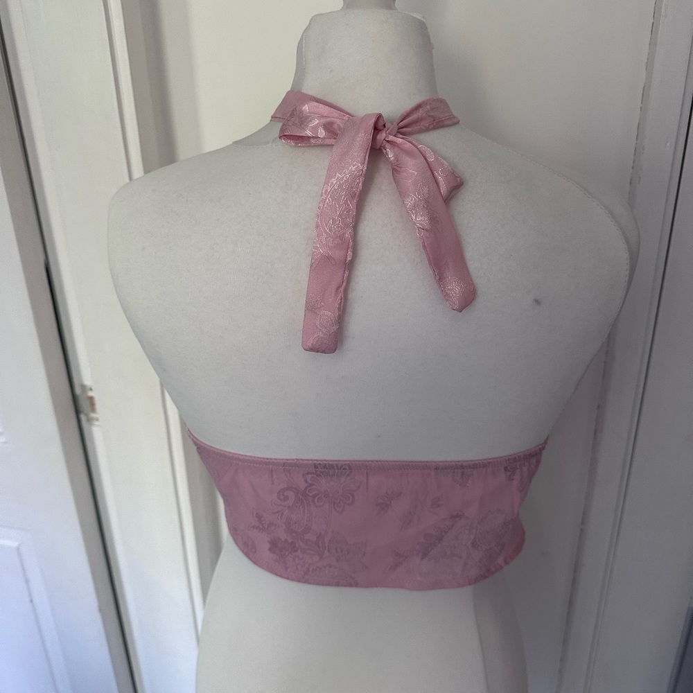 Shein size 8 Bralette Top pink white lace floral motive - Picture 4 of 9
